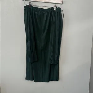 One Clothing Womens Dress Off Shoulder Pleated Long Sleeve Forest Green S thumbnail 2