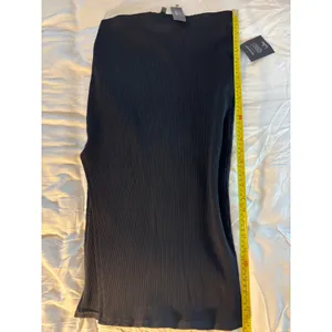Lulus Black Ribbed Knit Midi Skirt Side Slit Bodycon High Waisted Large NWT thumbnail 6