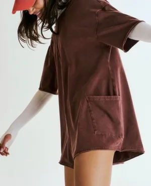 Free people hot shot tee romper in dark espresso thumbnail 1