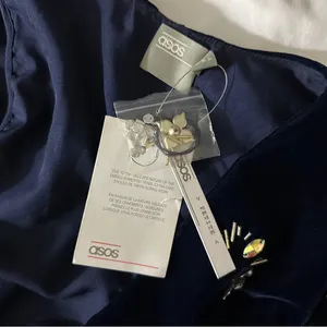 ASOS Petite Floral Beading Wrap Low Cut Velvet Mini Dress NWT Sz. 4 thumbnail 7