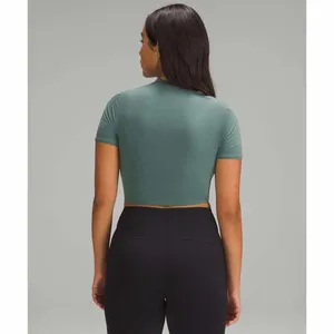 Lululemon Crewneck Cropped T-Shirt in Medium Forest thumbnail 3
