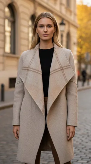 Intermix Taupe Wool Draped Waterfall Coat Size Small thumbnail 1