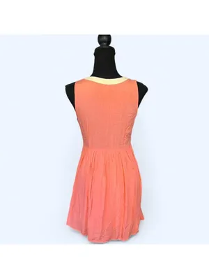 Altar’d State coral embroidered boho coquette lace trim mini dress size XS 🧡 thumbnail 4