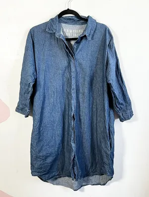 Cotton On Denim Oversized Shirt Dress‎ Sz Small Western Cowgirl Festival thumbnail 1