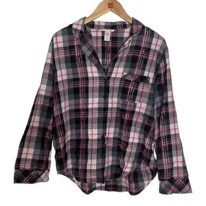 Victoria's Secret Pink Black Plaid Button-Up Pajama Top Size Medium thumbnail 1