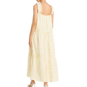 Charlie Holiday Yellow & White Gingham Plaid Lottie Dress Long Maxi Size 6 thumbnail 2