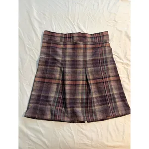 Vintage Plaid Mini Skirt Academic Purple‎ Rust Pleated Back Zipper thumbnail 4
