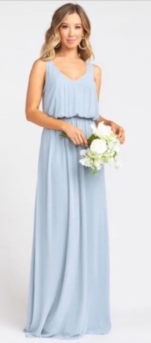 NWT Show Me Your Mumu Kendall steel blue maxi dress SMALL FLAWED thumbnail 1