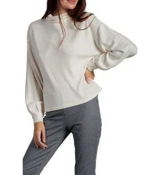 SANCTUARY Womens Ivory Soy Milk Ribbed Mock Neck Top Long Sleeve Blouse thumbnail 1