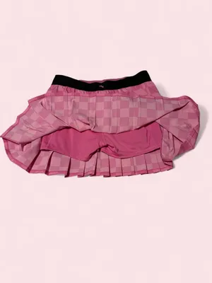 JoyLab Pink Checkered Pink Pleated Mini Skirt with Black Waistband thumbnail 3