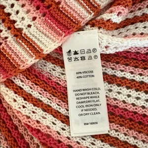 C&C California Knit Tank Coverup Dress Size Large Pink White Orange thumbnail 6
