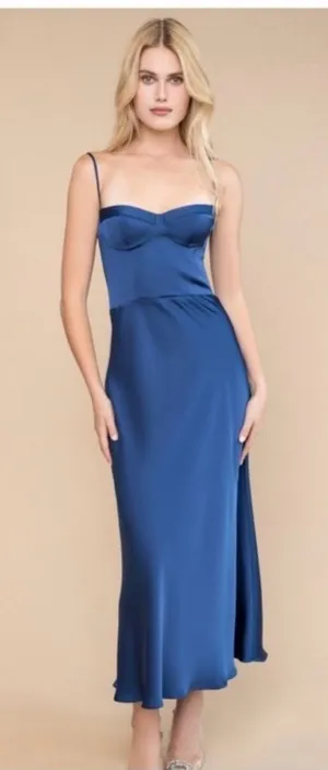 NEW Katie May Flora Seamed Bustier Navy Blue Cocktail Dress sz L thumbnail 1