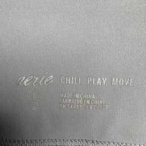 Aerie Chill Play Move‎ Leggings Grey Laser Cut Side Pockets Athleisure Size L thumbnail 4