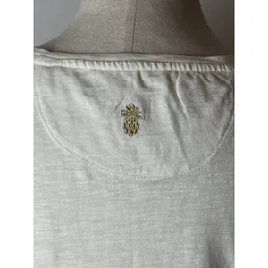 Tommy Bahama Shirt Women Small Ivory Cotton Sequins Floral‎ Tee Coastal Preppy thumbnail 8
