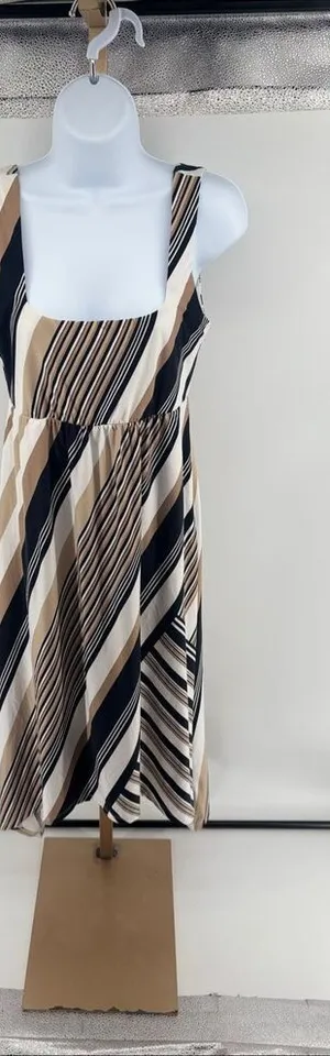 Soma Dress Womens S Midi Square Neck Pockets Sharkbite Hem Diagonal Stripe thumbnail 1