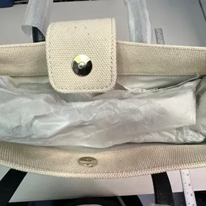 Vince Camuto Orla Bag Natural‎ Black Canvas Leather Trim NWT thumbnail 8