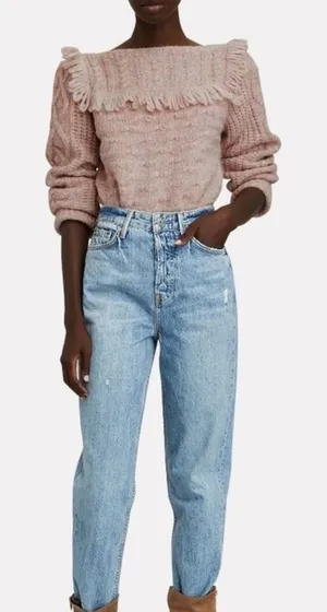 NWT LoveShackFancy Kingston Fringe Sweater - Alpaca Wool Size M thumbnail 1