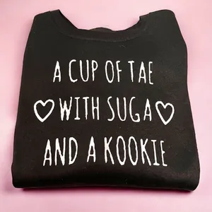 BTS Kpop Quote Black Long-Sleeve Fleece Pullover Crewneck Sweatshirt thumbnail 4