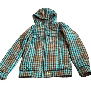 Burton Dry Ride Small Snowboard Ski Jacket Zip Brown Blue Plaid Women's W/hood thumbnail 1