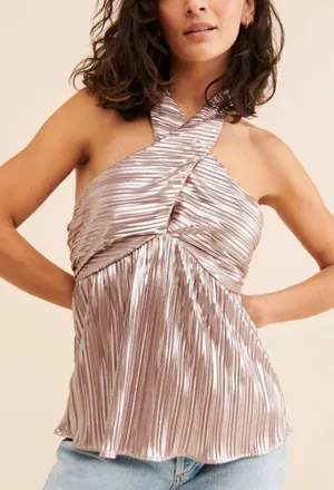 NWT Anthropologie Monte Shimmer Pleated Top thumbnail 1