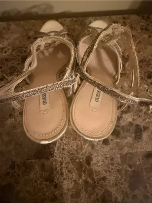 GUESS Metallic Gold Strappy Heeled Sandals thumbnail 7