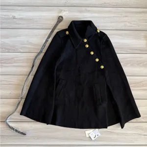 Commense Cape Coat with Gold Buttons Black Medium NWT IN PACKAGE thumbnail 4