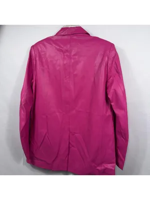 Sans Souci Hot Pink Faux Leather Blazer Jacket Women’s Size Medium New thumbnail 7