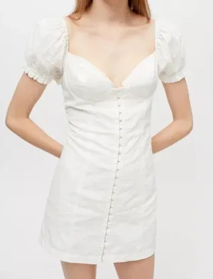 Urban outfitters white linen dress Britney hook and eye thumbnail 1