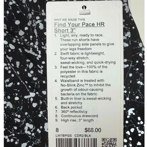 Lululemon Find Your Pace Short High Rise 3" Lined Crinkle Reflective White Black thumbnail 9
