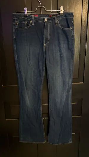 Ag Adriano Goldschmied Dark Blue Denim Jeans with Contrast Stitching thumbnail 1