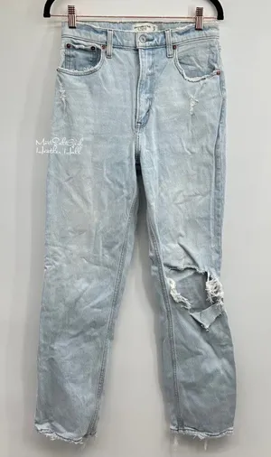 Abercrombie & Fitch The 90's Straight Ultra High Rise Distressed Jeans Size 27 thumbnail 1