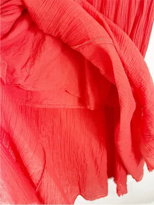 Free People cotton boho Meadows Toosaloosa Slub gauzy embroidered dress coral SZ thumbnail 7