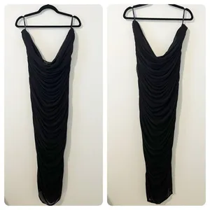 Eloquii Black Strapless Ruched Mesh Midi Dress Size 24 NWT thumbnail 2