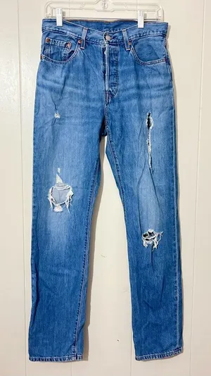 Levis 501 Womens Jeans Button Fly Blue Jeans Size 27x32 thumbnail 1
