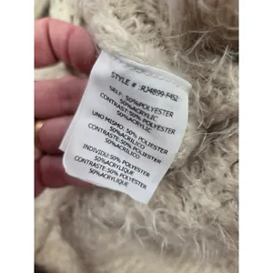 RYU Super Soft Cashmere-Like Crochet Back Cardigan Sweater Cream Beige M/L thumbnail 3