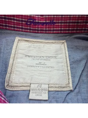 American Eagle Outfitters Women’s Pink Plaid Button Down Shirt Signature Fit S thumbnail 4