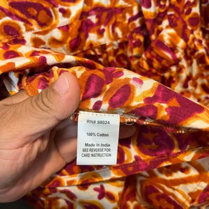 Love The Label Anthropologie Melba Orange Pink Floral Tie Back Blouse‎ Size XL thumbnail 7