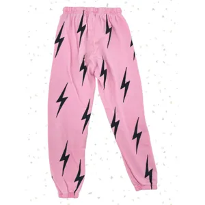Aviator Nation Pink All Over Black Bolt Sweatpant Joggers Lounge Gym Fit Size XS thumbnail 2