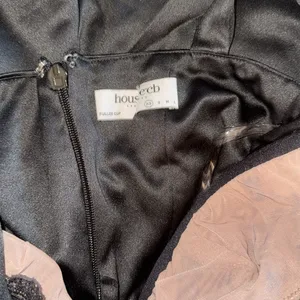 NWOT HOUSE OF CB 'Adriana' Black Satin And Lace Mini Dress sz XS Plus Cup thumbnail 7