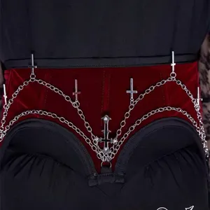 Gothic Black and Red Corset with Chains thumbnail 3