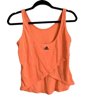 adidas cross back cropped orange tank top tulip hem neon active shirt thumbnail 3