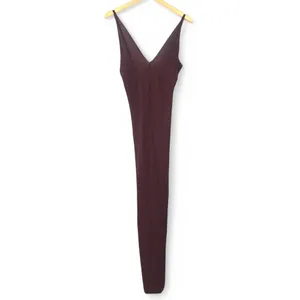Nwt ZARA | S | Dress Knitwear Collection Long Double V-neck Slip Choc Brown thumbnail 2