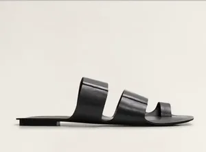 Mango Black Leather Slide Sandals thumbnail 2