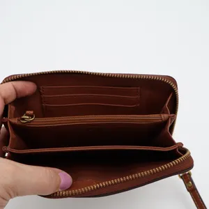 Fossil Emma Womens Brown Faux Leather Inner Pockets Zip Around Wristlet Wallet thumbnail 6