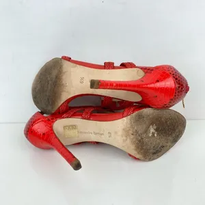 ALEXANDRE BIRMAN Red Woven Strappy Leather Heels Sandals - Size 6.5 thumbnail 11