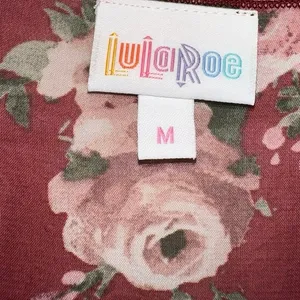 LulaRoe Shirley Medium Red Floral Sheer Duster Kimono‎ Open Front thumbnail 4