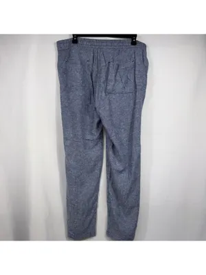 Old Navy Linen Blend Drawstring Pants Women’s Large Blue Chambray Casual Pull-On thumbnail 6
