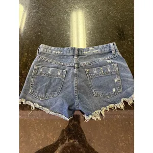 Free People Denim Cut Off Shorts Sz 25 Raw Hem Distressed Blue Jean 100% Cotton thumbnail 2