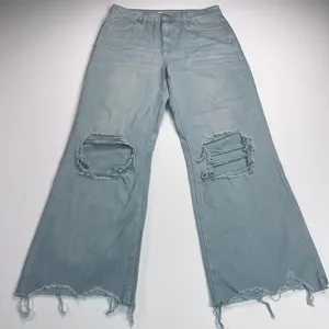 Vervet 90s Vintage High Rise Distressed Crop Wide Leg Jeans Green-Grey Size 27 thumbnail 11