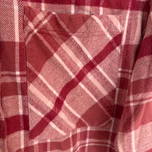 Aerie‎ Womens Red Pink Plaid Flannel Button Down Shirt Oversized Medium thumbnail 8